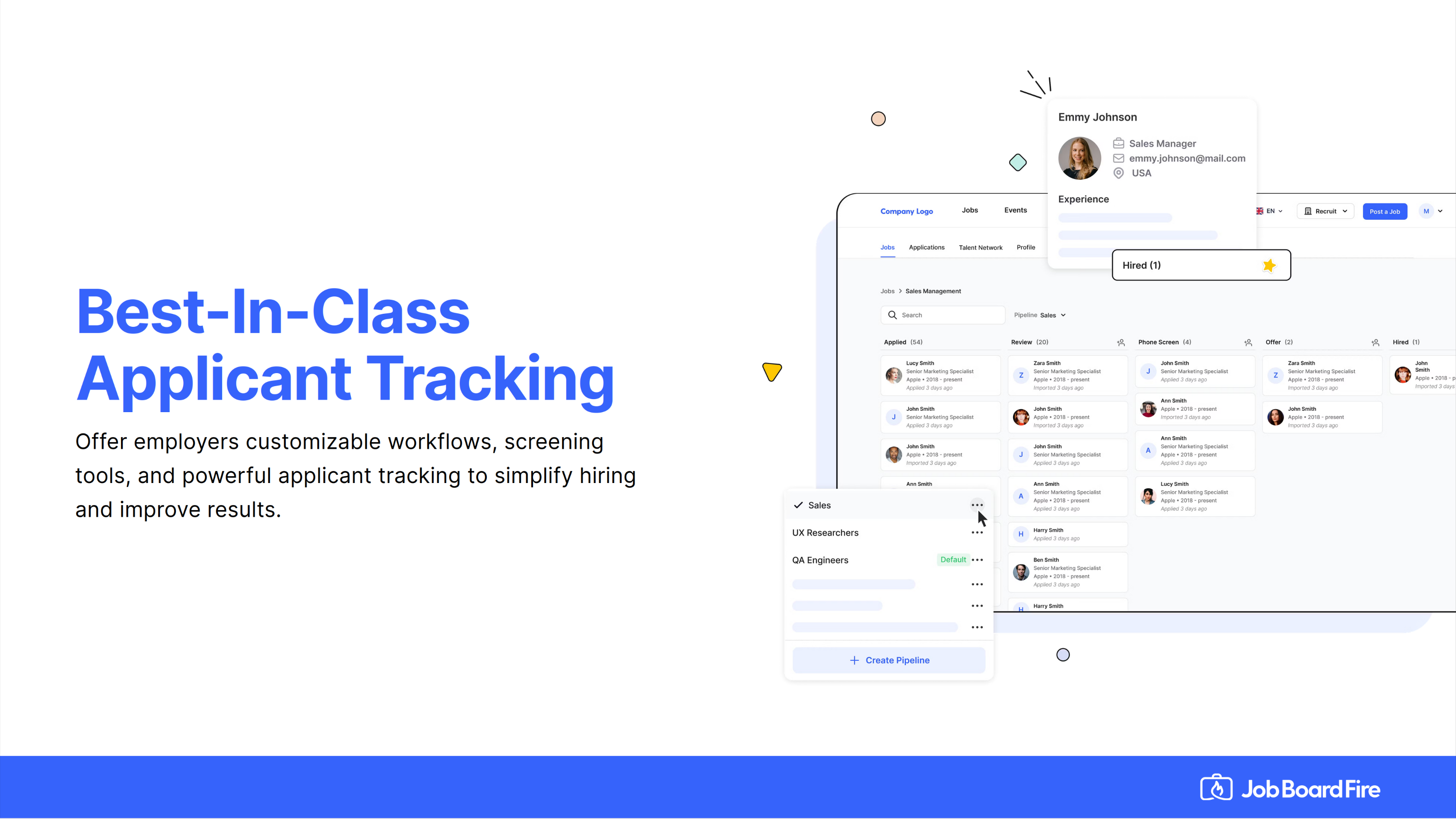 screenshot of Job Board Fire